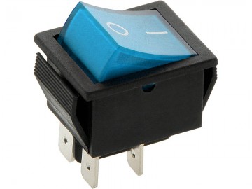 Schakelaar - blauw - 250 volt - 15A - verlicht - vierkant