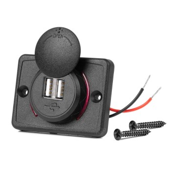 Inbouw USB oplader - 2 poorten - 12 / 24V - Met afdekkapje