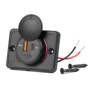 Inbouw USB + USB-C oplader - 12 / 24V - Met afdekkapje