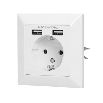 Inbouwstopcontact - 2x USB - 2.1A - 80 x 80cm