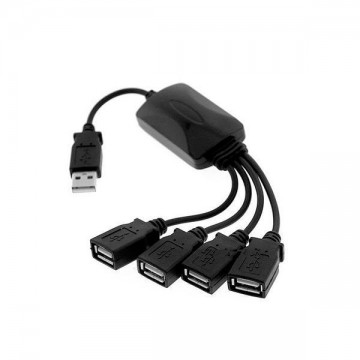 4Poort USB 2.0 Hub Zwart Flexibele Aansluitingen