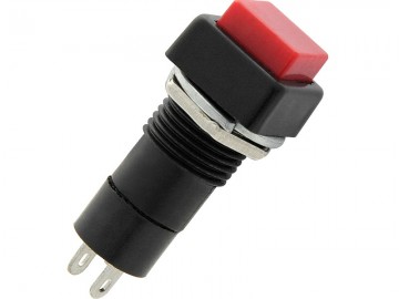 Push schakelaar - 12mm - 250V AC - SPST NO - Vierkant rood