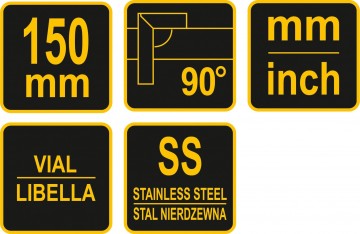 Hoekliniaal - 90 graden - 150mm - RVS - Met waterpas