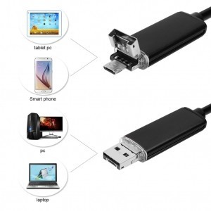 2M microUSB + USB 2in1 plug - Endoscoop Ø 7 - Android en PC