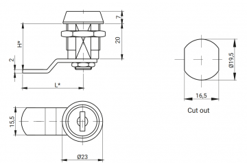 Locker slot - Kantelslot - 22mm - Z-2106