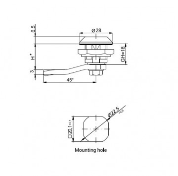 21mm kantelslot   voor t9 driehoeks sleutel 1