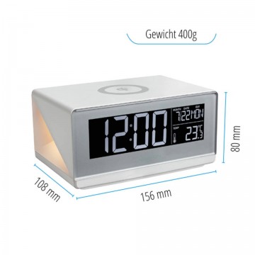 Wekker met draadloze oplader temperatuurweergave