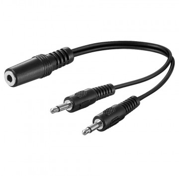 3,5mm Jack splitter - Mono naar stereo - 2x Male naar 1x Female