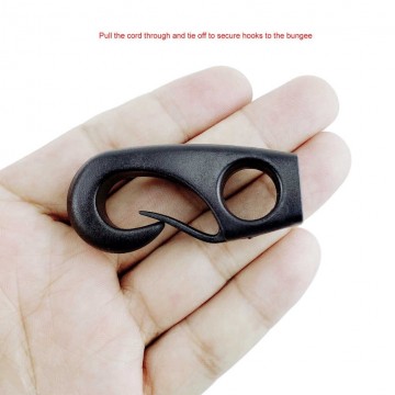 Kayak haak voor 6mm elastiek - zwart