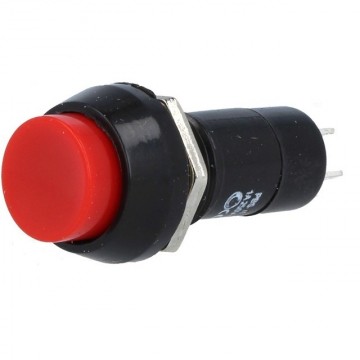 Push schakelaar - 12mm - 250V AC - SPST NO - Rood