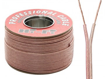 Luidsprekerkabel 2 x 1.00 mm Professional transparant/rood op rol 100 meter