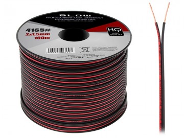 Luidsprekerkabel 2 x 1.50 mm zwart/rood op rol 100 meter