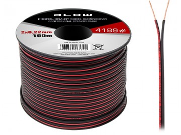 Luidsprekerkabel 2 x 0.22 mm zwart/rood op rol 100 meter