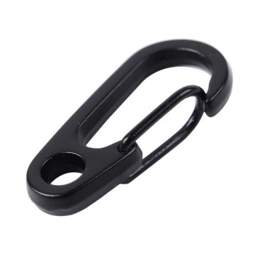 Mini karabijnhaak met oog - 30mm - Zwart