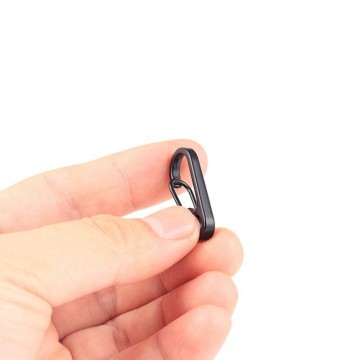 Mini karabijnhaak met oog - 30mm - Zwart