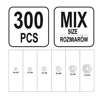 Set met moeren - Assortiment doos - Metrisch - 300 stuks