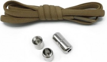 Elastische schoenveters - Metalen sluiting - Bruin