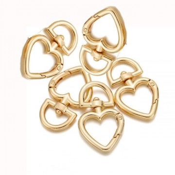 Hart sleutelhanger - Met veersluiting en swivel - 47mm - Geelgoud