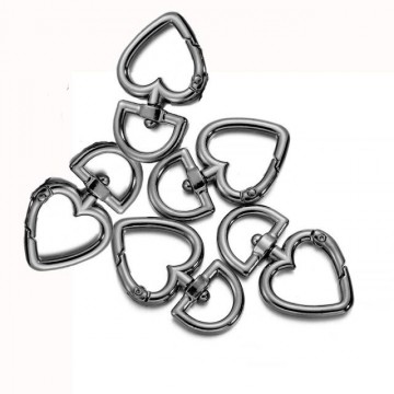 Hart sleutelhanger - Met veersluiting en swivel - 47mm - Gun metal