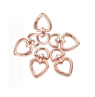 Hart sleutelhanger - Met veersluiting en swivel - 47mm - Rose gold