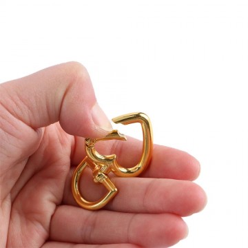 Hart sleutelhanger - Met veersluiting en swivel - 47mm - Geelgoud