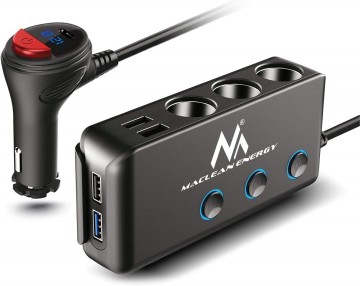 Auto laadstation - 10.2A - 4x USB + USB-C - Met houder