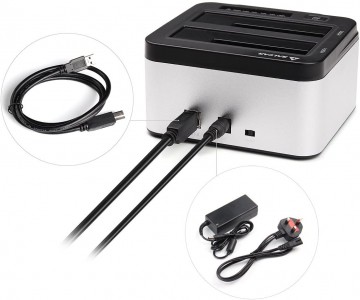 Harddisk Dockingstation Duo - Sata USB3.0 Clone - Zwart SD322