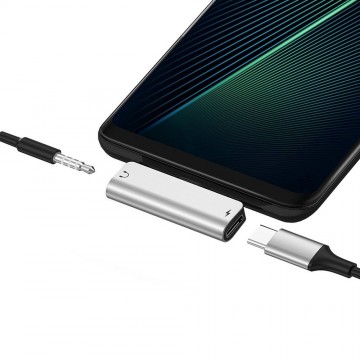 USB-C Duo adapter - naar mini jack + USB-C - Premium