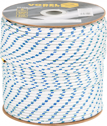 Touw op rol - 4mm - 400 meter - Wit/blauw