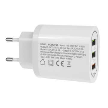 USB oplader - Quick Charge 3.0 - 3 poorten