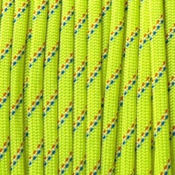 Rol 100 meter - Lime Green striped Paracord 550 - #31