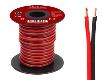 HQ luidsprekerkabel 2 x 0.35 mm zwart/rood op rol 10 meter