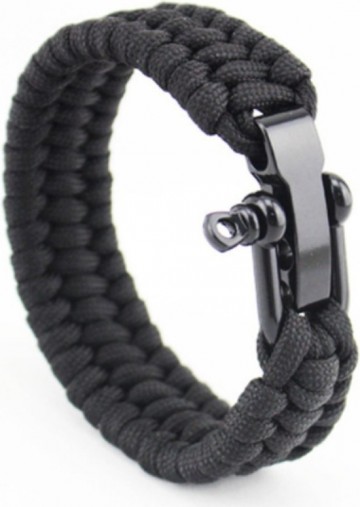 Paracord armband Zwart - RVS verstelbare sluiting