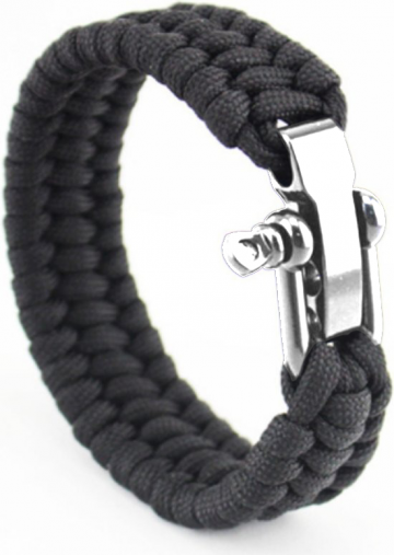 Paracord armband - Zwart - Zilveren sluiting