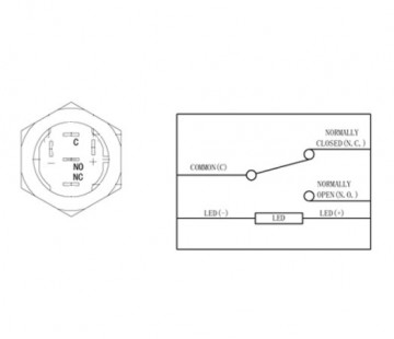 Drukschakelaar blauwe verlichting - 19mm - 1NO1NC