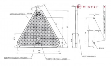 Afgeknotte driehoek reflector rood aanhanger masta maten1