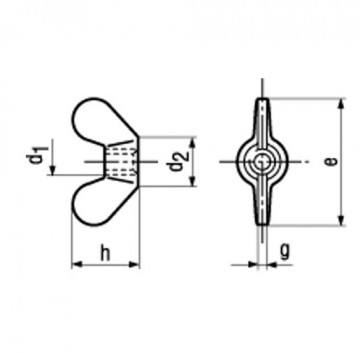 Afmeting vleugelmoer
