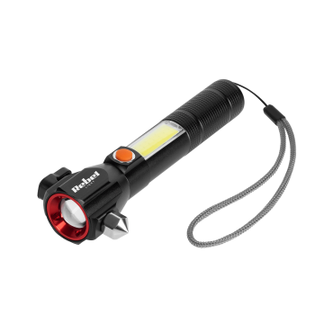 Oplaadbare LED zaklamp - 285 Lumen - Veiligheidshamer + mes 