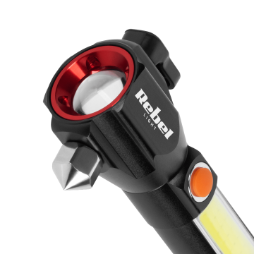 Oplaadbare LED zaklamp - 285 Lumen - Veiligheidshamer + mes 