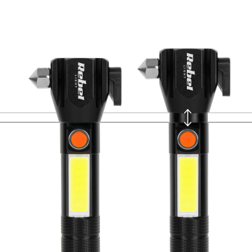 Oplaadbare LED zaklamp - 285 Lumen - Veiligheidshamer + mes 