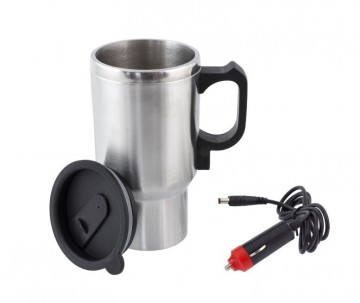 Elektrische RVS mok - Met 12V heater - 400ml - Sigarettenplug