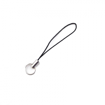 Bandje met sleutelring - 55mm - Zilver / zwart - 10 stuks