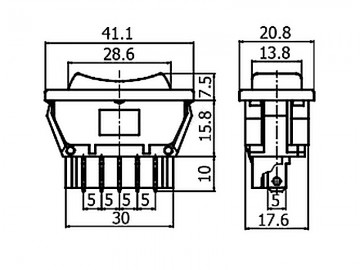 Push schakelaar - 12V - 20A - Autoruit