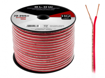 Cu luidsprekerkabel 2 x 150 mm transparant rood op rol 50 meter