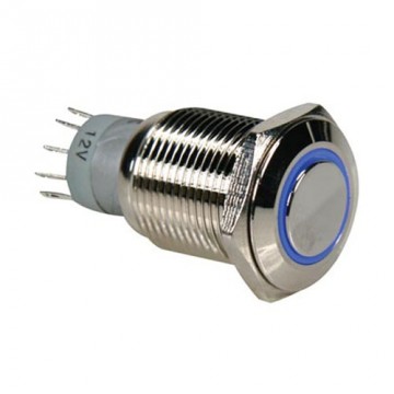 Drukschakelaar 16mm rond  1no 1nc 12v