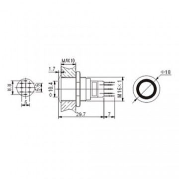 Drukschakelaar 16mm rond - 1NO 1NC - 12V - Wit