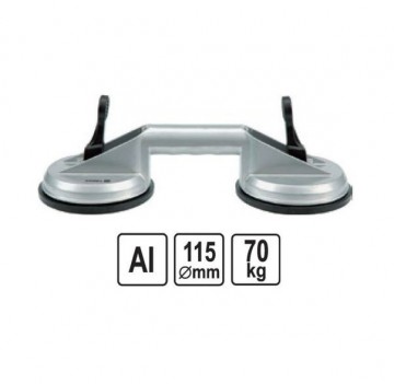 Dubbele zuignap aluminium - 2x 115mm - 70KG - met handgreep