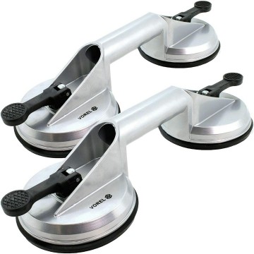 Dubbele zuignap aluminium - 2x 115mm - 70KG - met handgreep