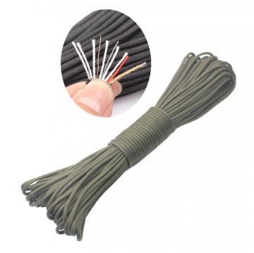 Fish & Fire - 5 in 1 paracord -  30 meter - Leger groen