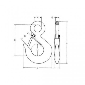 Lasthaak met klep - Hijsoog - 1000kg - DIN 689 - 160mm